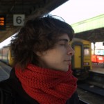 Tourist with Arriva Wales train