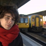 Tourist with Arriva Wales train