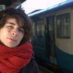 Tourist with Arriva Wales train